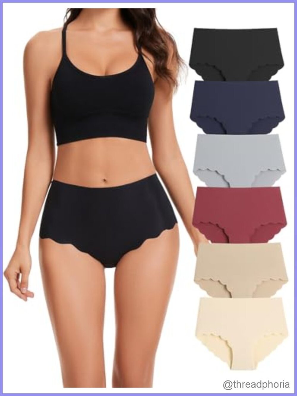 High Waisted Seamless No Show Panties 6 Pack Nylon Spandex